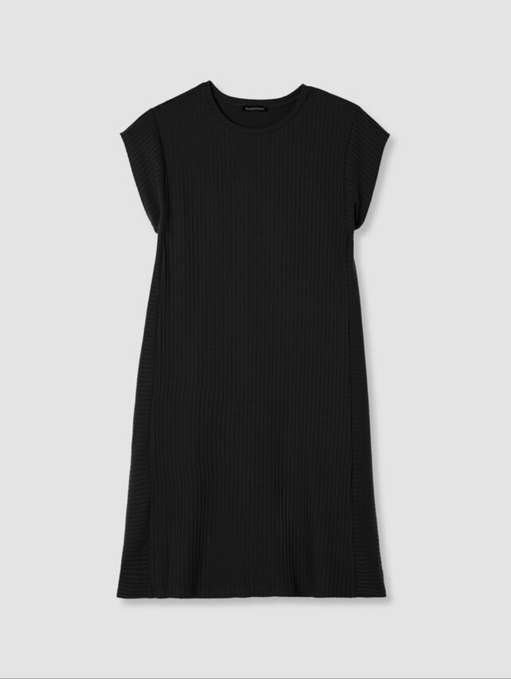 Eileen Fisher Black Ribbed Tencel Blend Tunic Dress XS Petite Minimalist Stretch - Picture 5 of 5